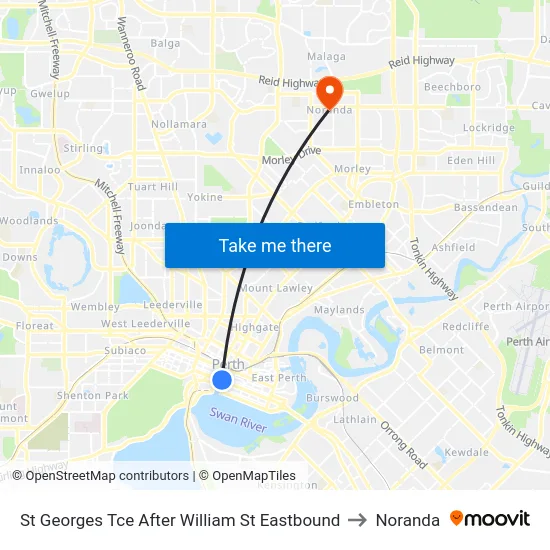 St Georges Tce After William St Eastbound to Noranda map