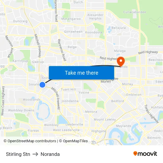 Stirling Stn to Noranda map