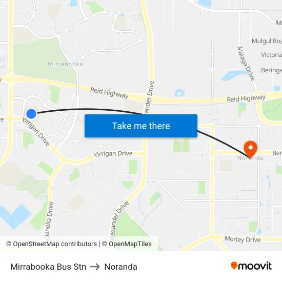 Mirrabooka Bus Stn to Noranda map