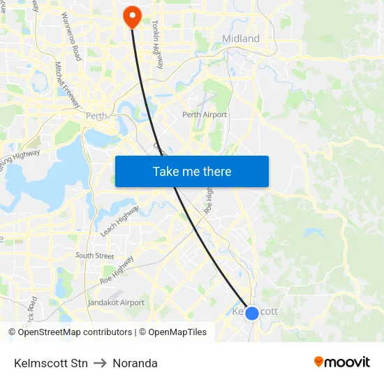 Kelmscott Stn to Noranda map