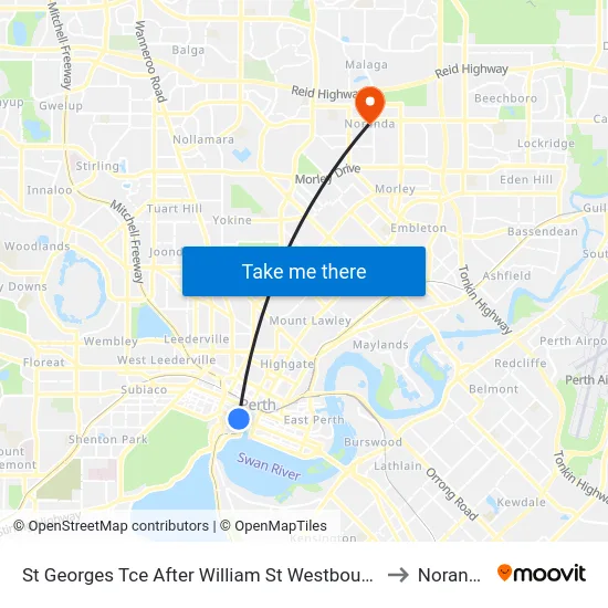 St Georges Tce After William St Westbound to Noranda map