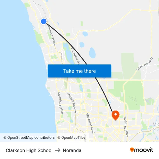 Clarkson High School to Noranda map