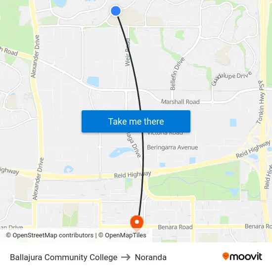 Ballajura Community College to Noranda map
