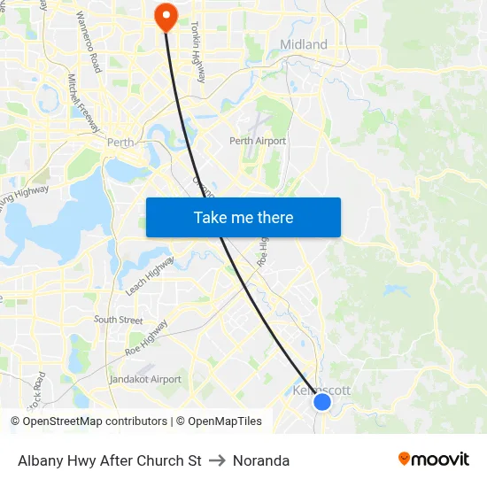 Albany Hwy After Church St to Noranda map