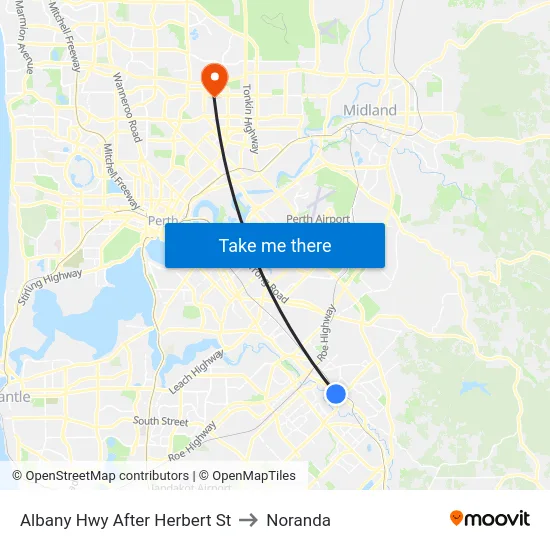 Albany Hwy After Herbert St to Noranda map