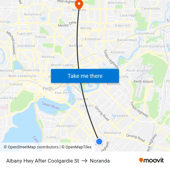 Albany Hwy After Coolgardie St to Noranda map