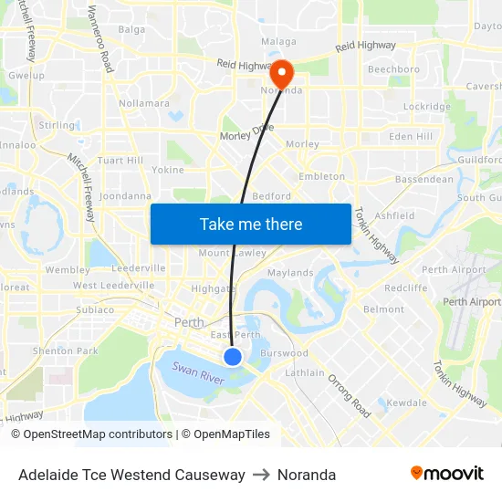 Adelaide Tce Westend Causeway to Noranda map