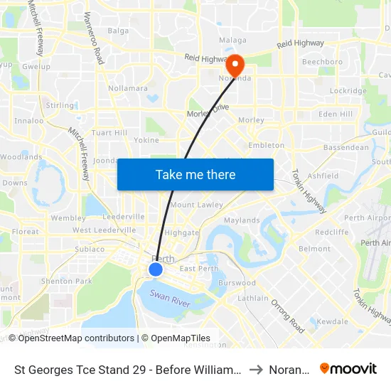 St Georges Tce Stand 29 - Before William St to Noranda map
