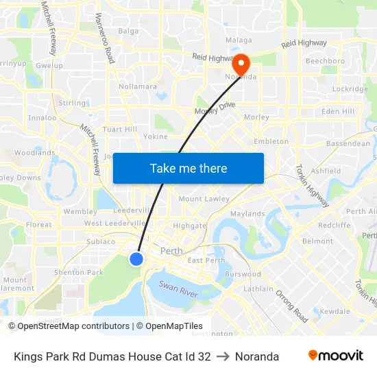 Kings Park Rd Dumas House Cat Id 32 to Noranda map