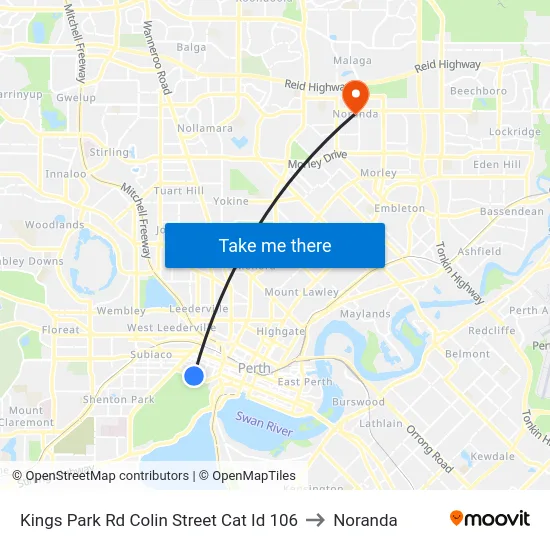 Kings Park Rd Colin Street Cat Id 106 to Noranda map