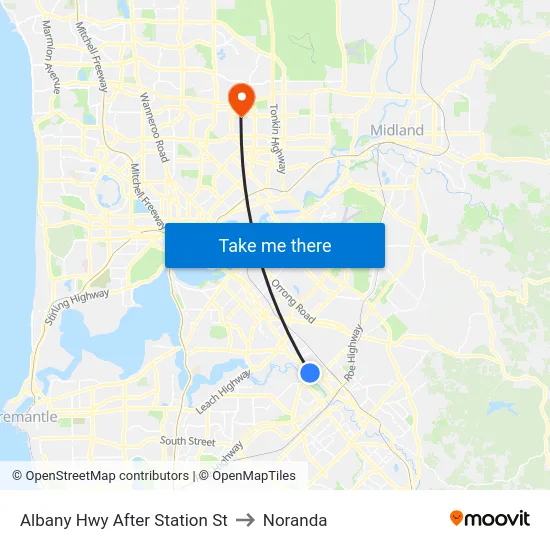 Albany Hwy After Station St to Noranda map