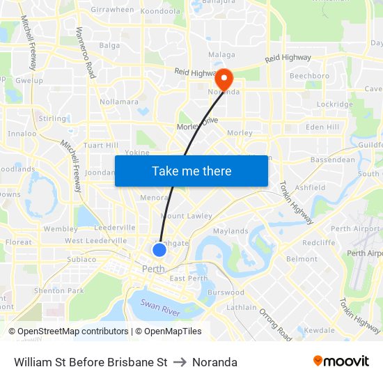 William St Before Brisbane St to Noranda map