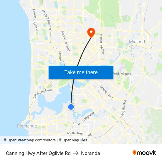 Canning Hwy After Ogilvie Rd to Noranda map