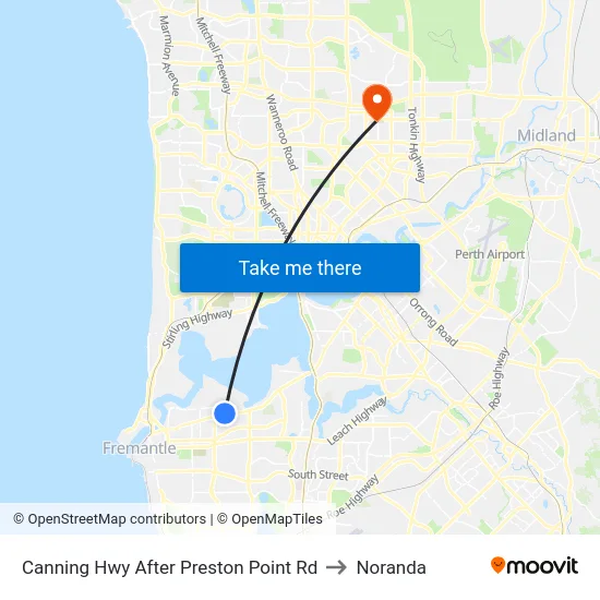 Canning Hwy After Preston Point Rd to Noranda map