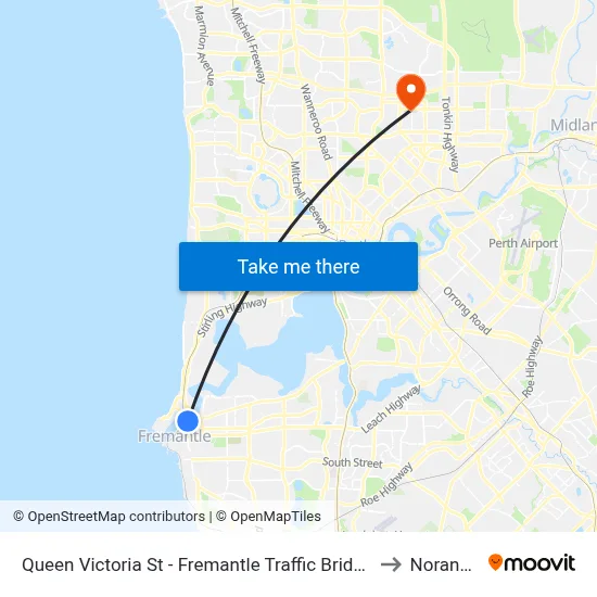 Queen Victoria St - Fremantle Traffic Bridge to Noranda map