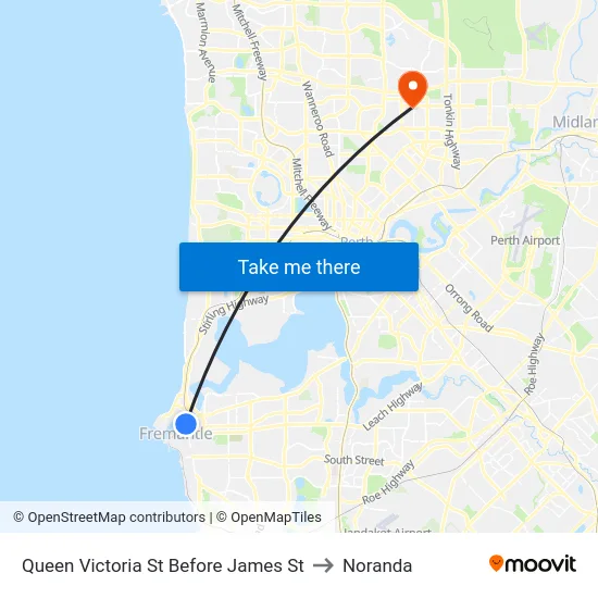 Queen Victoria St Before James St to Noranda map