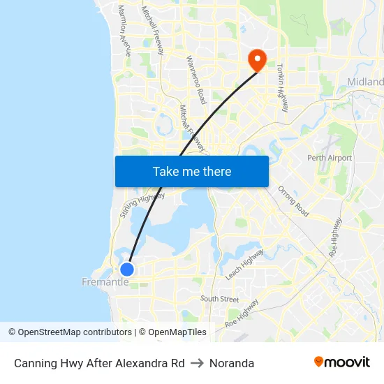 Canning Hwy After Alexandra Rd to Noranda map