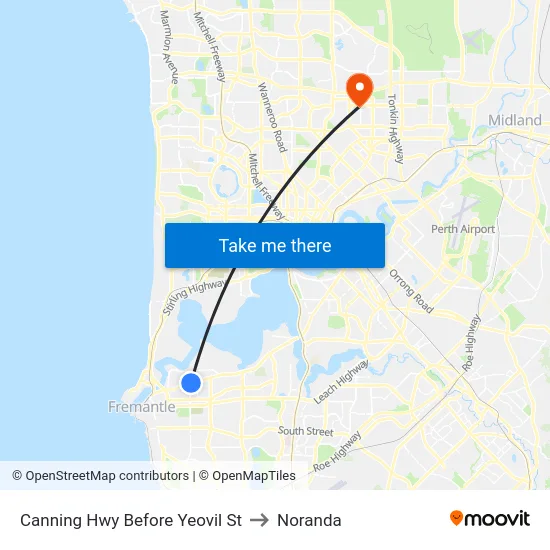 Canning Hwy Before Yeovil St to Noranda map