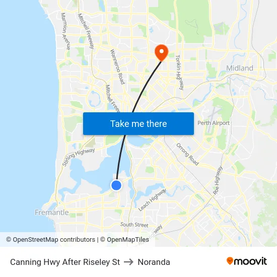Canning Hwy After Riseley St to Noranda map