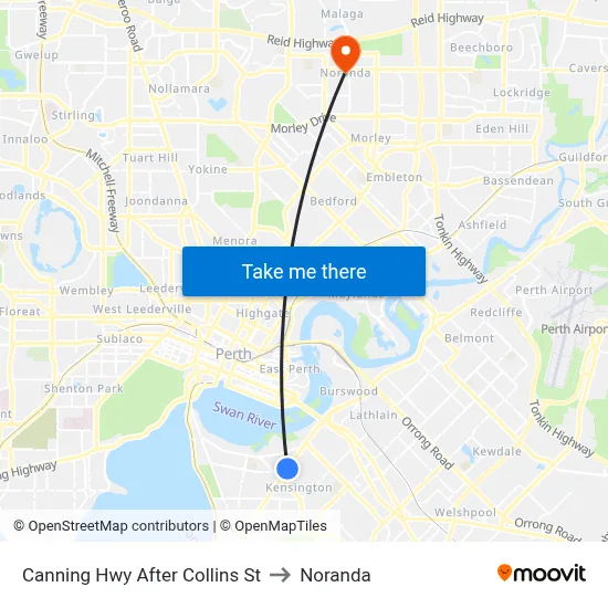 Canning Hwy After Collins St to Noranda map