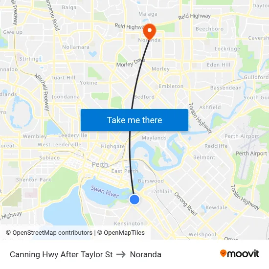 Canning Hwy After Taylor St to Noranda map