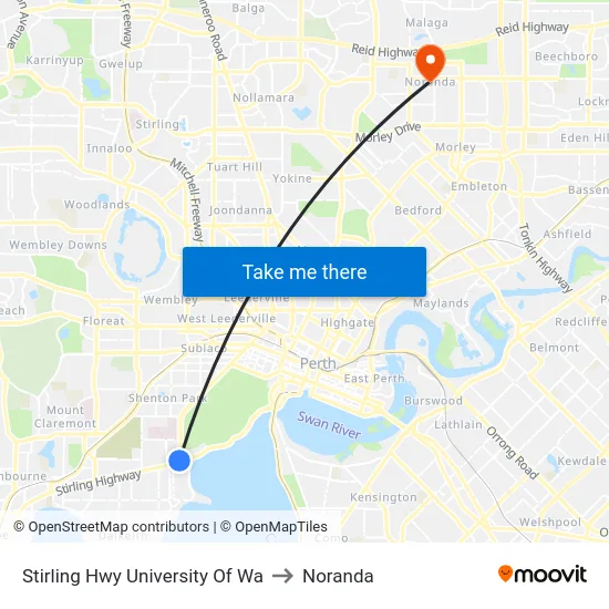 Stirling Hwy University Of Wa to Noranda map