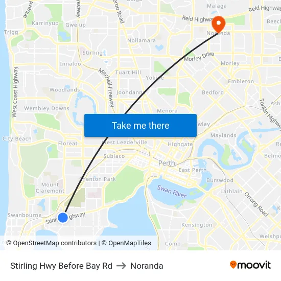 Stirling Hwy Before Bay Rd to Noranda map