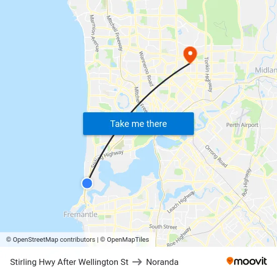 Stirling Hwy After Wellington St to Noranda map
