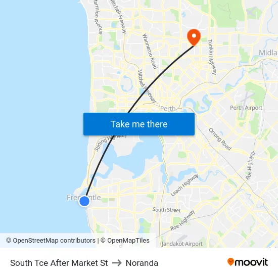South Tce After Market St to Noranda map