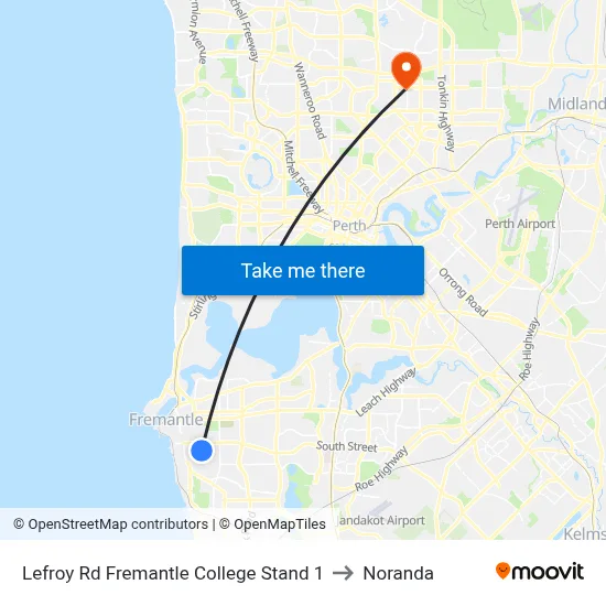 Lefroy Rd Fremantle College Stand 1 to Noranda map