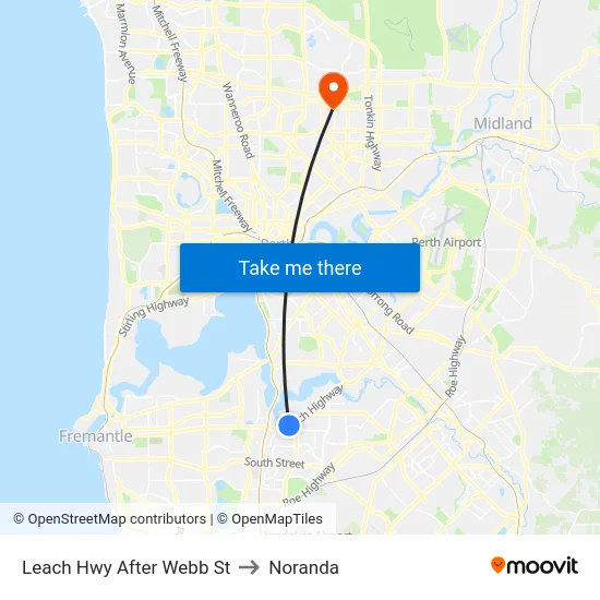 Leach Hwy After Webb St to Noranda map