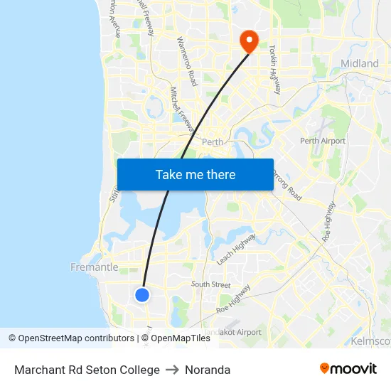 Marchant Rd Seton College to Noranda map