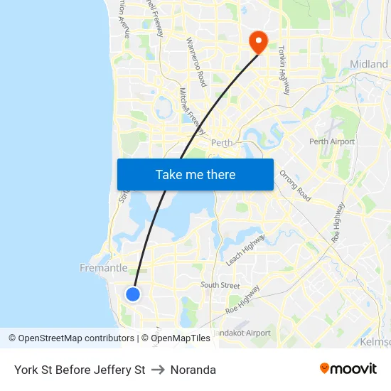York St Before Jeffery St to Noranda map