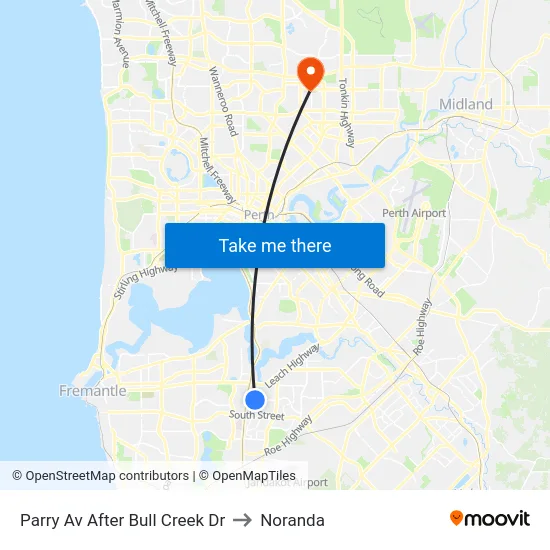 Parry Av After Bull Creek Dr to Noranda map
