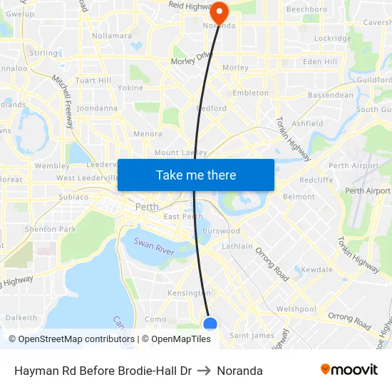 Hayman Rd Before Brodie-Hall Dr to Noranda map