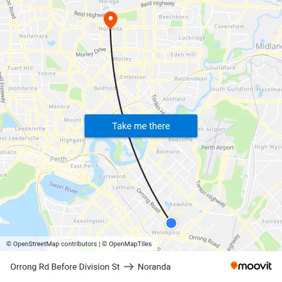 Orrong Rd Before Division St to Noranda map