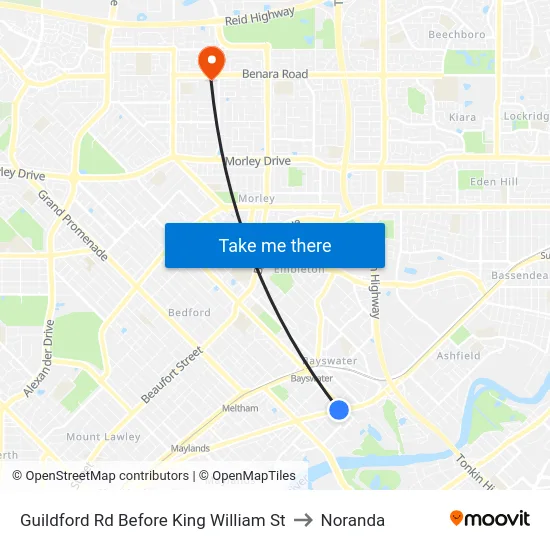 Guildford Rd Before King William St to Noranda map