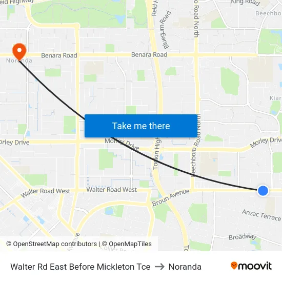 Walter Rd East Before Mickleton Tce to Noranda map
