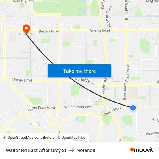 Walter Rd East After Grey St to Noranda map