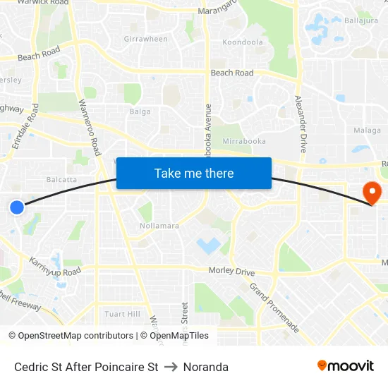 Cedric St After Poincaire St to Noranda map
