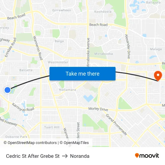 Cedric St After Grebe St to Noranda map