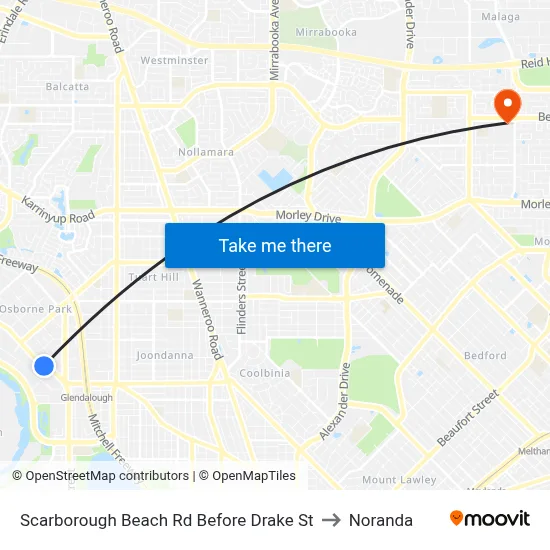 Scarborough Beach Rd Before Drake St to Noranda map