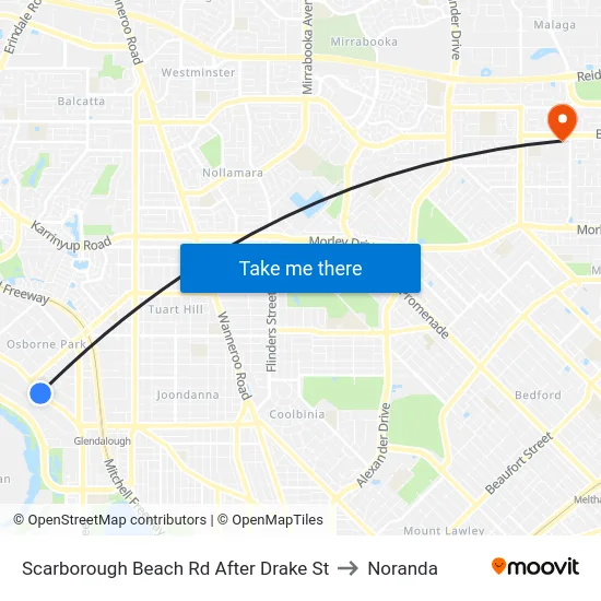 Scarborough Beach Rd After Drake St to Noranda map