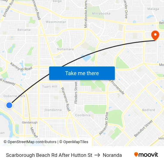 Scarborough Beach Rd After Hutton St to Noranda map