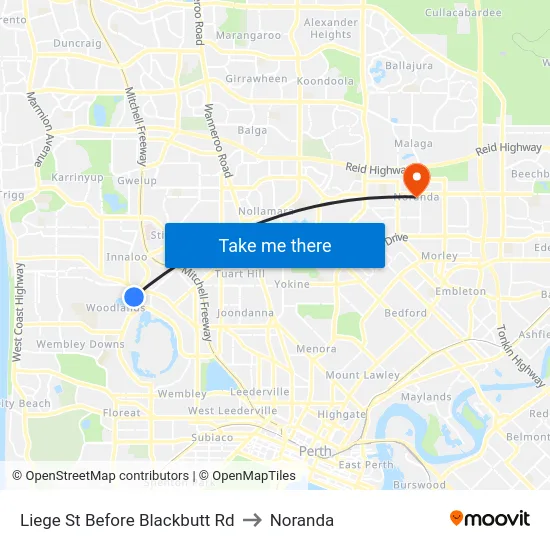Liege St Before Blackbutt Rd to Noranda map
