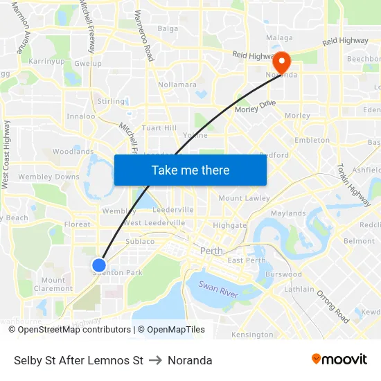 Selby St After Lemnos St to Noranda map