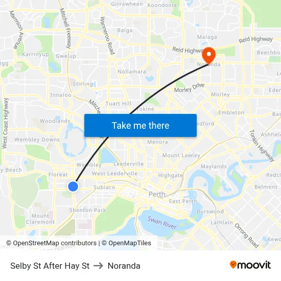 Selby St After Hay St to Noranda map