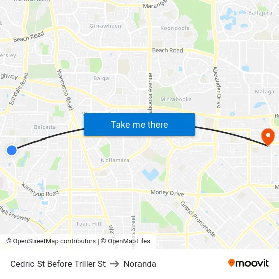 Cedric St Before Triller St to Noranda map