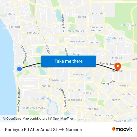 Karrinyup Rd After Arnott St to Noranda map