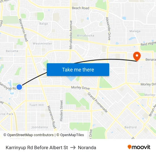 Karrinyup Rd Before Albert St to Noranda map